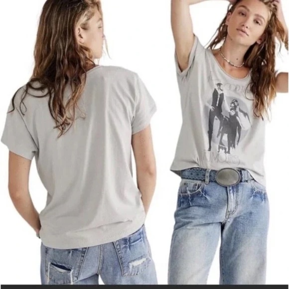 Free People Gray Graphic Short Sleeve Tee - Picture 1 of 5